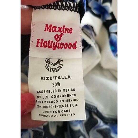 Maxine Of‎ Hollywood Blue Floral One Piece SwimDress Bathing Swimsuit Size 30W - Picture 7 of 10